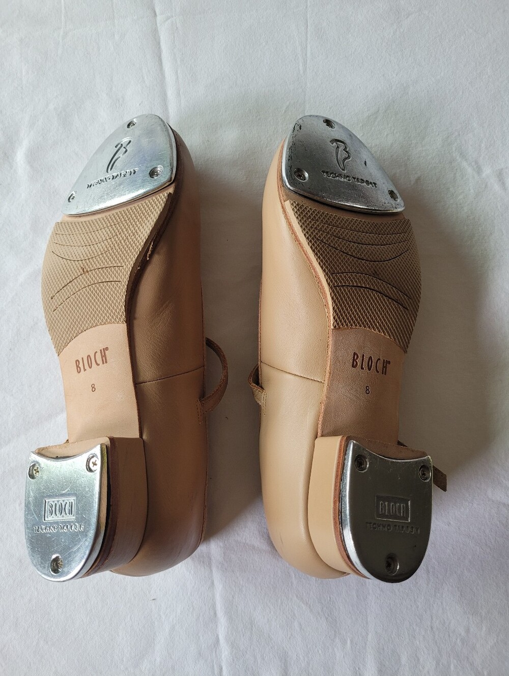 Bloch Tan Leather Mary Jane Ballet  Tap On Dance Shoes Buckle Strap Size 8 - Picture 5 of 5
